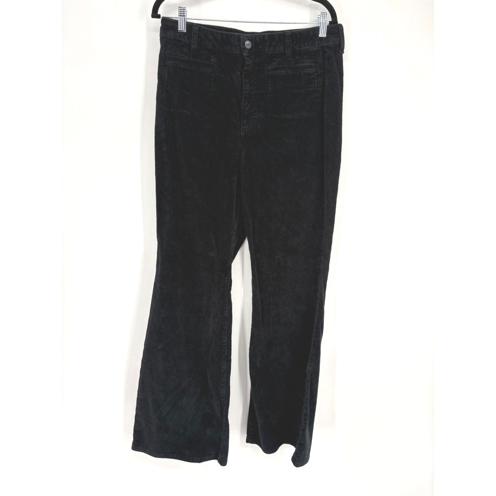 J.Crew Pants Women 30 Black Corduroy High-Rise Wide-Leg Stretch Patch Pocket